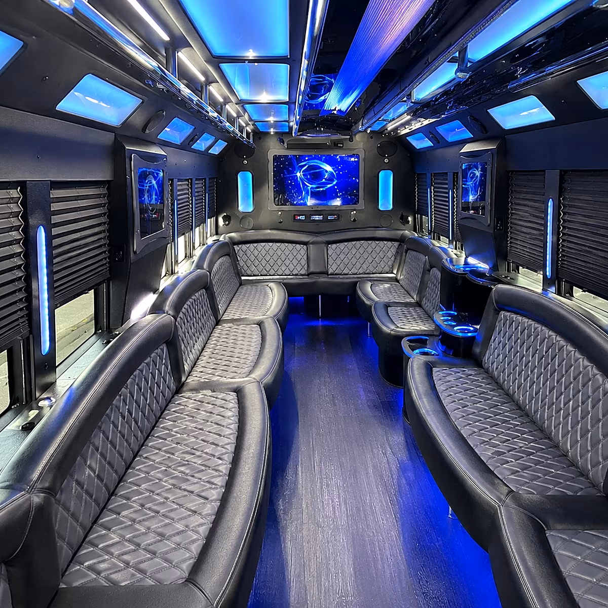 Eugene Birthday, Sweet 16, & Quinceañera Transportation party bus interior