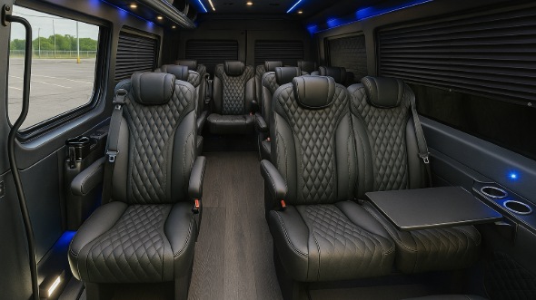 Interior of Charter Bus Company Eugene's 15 Passenger Minibus in Eugene