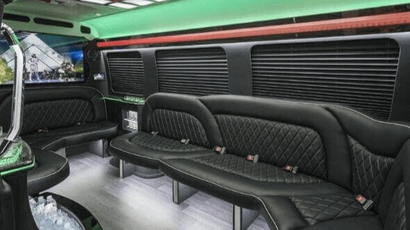 Interior of Charter Bus Company Springfield's 18 Passenger Party Bus in Springfield