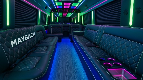 Interior of Charter Bus Company Springfield's 50 Passenger Party Bus in Springfield