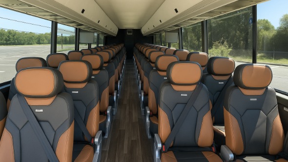 Interior of Charter Bus Company Eugene's 55 Passenger Charter Bus in Eugene
